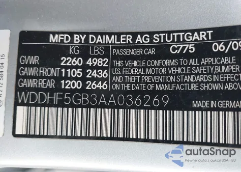 2010 Mercedes-Benz E 350 z USA, uszkodzony, nr VIN WDDHF5GB3AA036269